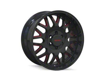 Mayhem Wheels Tripwire Gloss Black Milled with Prism Red 8-Lug Wheel; 20x9; 18mm Offset (08-10 F-250 Super Duty)