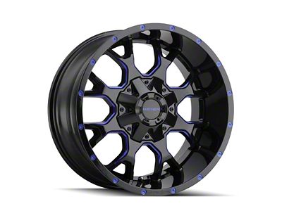Mayhem Wheels Warrior Gloss Black Milled with Prism Blue 8-Lug Wheel; 20x9; 0mm Offset (08-10 F-250 Super Duty)