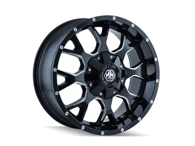 Mayhem Wheels Warrior Gloss Black Milled 5-Lug Wheel; 20x9; 18mm Offset (09-18 RAM 1500)