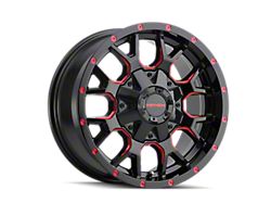 Mayhem Wheels Warrior Gloss Black Milled with Prism Red 6-Lug Wheel; 17x9; 18mm Offset (23-26 Colorado)