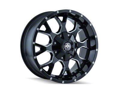 Mayhem Wheels Warrior Gloss Black Milled 8-Lug Wheel; 20x10; -25mm Offset (23-25 F-250 Super Duty)