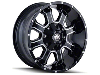 Mayhem Wheels Fierce Gloss Black Milled 5-Lug Wheel; 17x9; -12mm Offset (02-08 RAM 1500, Excluding Mega Cab)