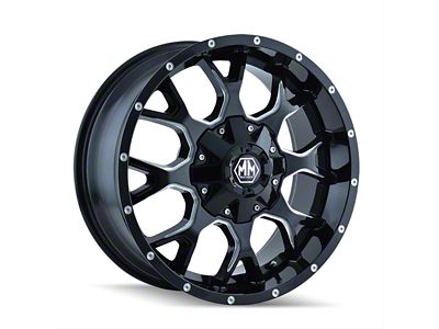 Mayhem Wheels Warrior Gloss Black Milled 8-Lug Wheel; 17x9; 18mm Offset (20-24 Sierra 3500 HD SRW)