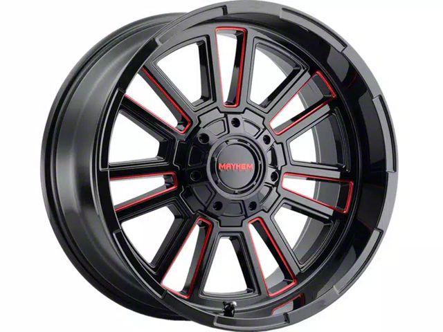 Mayhem Wheels Apollo Gloss Black with Prism Red 6-Lug Wheel; 20x10; -19mm Offset (19-24 Silverado 1500)