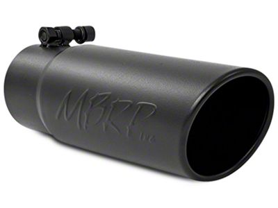 MBRP Angled Cut Rolled End Exhaust Tip; 3.50-Inch; Black (Fits 3-Inch Tailpipe)