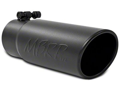 MBRP Angled Cut Rolled End Exhaust Tip; 3.50-Inch; Black (Fits 3-Inch Tailpipe)