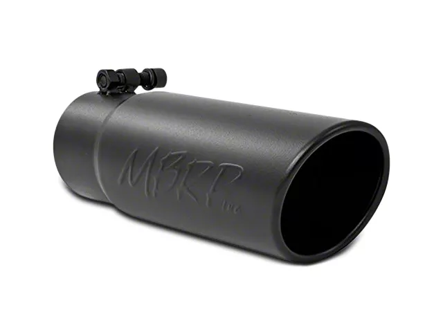 MBRP Angled Cut Rolled End Exhaust Tip; 3.50-Inch; Black (Fits 3-Inch Tailpipe)