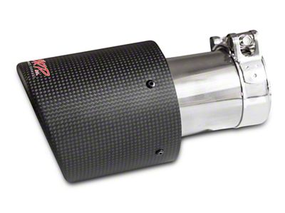 MBRP Angled Cut Dual Wall Exhaust Tip; 4-Inch; Carbon Fiber (Fits 2.50-Inch Tailpipe)