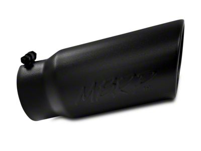 MBRP Angled Cut Rolled End Exhaust Tip; 5-Inch; Black (Fits 4-Inch Tailpipe)