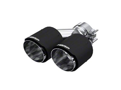 MBRP Angled Cut Dual Round Exhaust Tip; 4-Inch; Carbon Fiber; Passenger Side (Fits 2.50-Inch Tailpipe)
