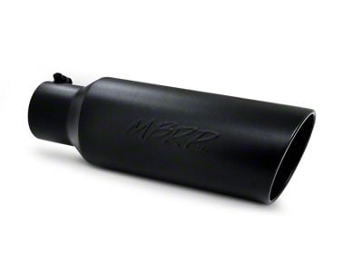 MBRP Angled Cut Rolled End Exhaust Tip; 6-Inch; Black (Fits 4-Inch Tailpipe)