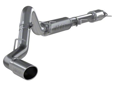 MBRP Armor Lite Single Exhaust System with Polished Tip; Side Exit (20-24 6.6L Gas Sierra 3500 HD)