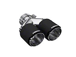 MBRP Angled Cut Dual Round Exhaust Tip; 4-Inch; Carbon Fiber; Driver Side (Fits 3-Inch Tailpipe)