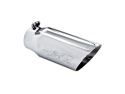 MBRP Angled Cut Dual Wall Exhaust Tip; 5-Inch; Polished (Fits 4-Inch Tailpipe)