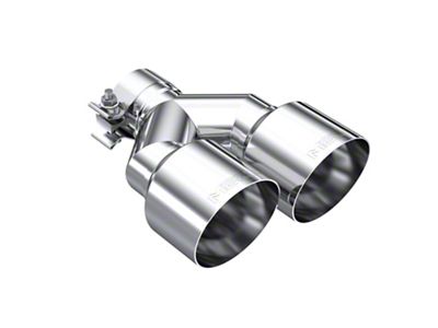 MBRP Angled Cut Dual Round Exhaust Tip; 4-Inch; Polished; Driver Side (Fits 2.50-Inch Tailpipe)