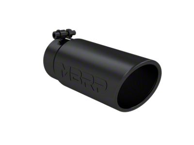 MBRP Angled Cut Rolled End Exhaust Tip; 4-Inch; Black (Fits 3.50-Inch Tailpipe)