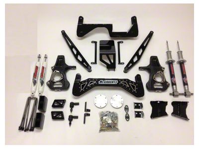 McGaughys Suspension 7 to 9-Inch Premium Suspension Lift Kit with Shocks; Silver with Stainless Steel Inserts (14-16 4WD Sierra 1500 w/ Stock Cast Steel Control Arms, Excluding Denali)