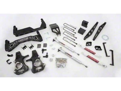 McGaughys Suspension 7 to 9-Inch Premium Suspension Lift Kit with Shocks; Black with Stainless Steel Inserts (14-18 2WD Sierra 1500 w/ Stock Cast Aluminum or Stamped Steel Control Arms, Excluding Denali)