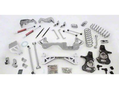McGaughys Suspension 7 to 9-Inch Premium Suspension Lift Kit with Shocks; Silver with Stainless Steel Inserts (14-18 2WD Sierra 1500 w/ Stock Cast Aluminum or Stamped Steel Control Arms, Excluding Denali)