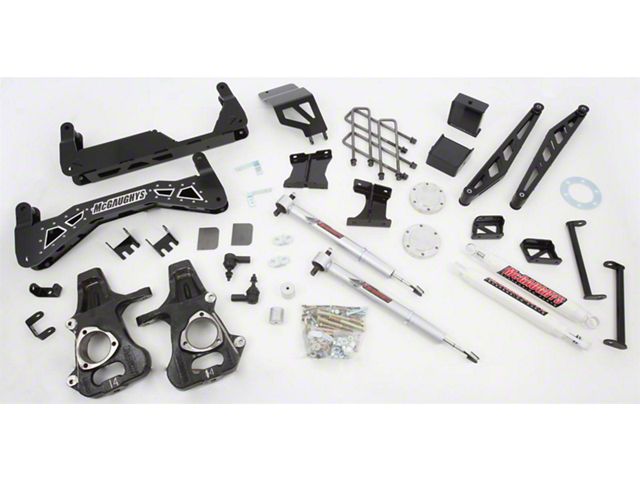 McGaughys Suspension 7 to 9-Inch Premium Suspension Lift Kit with Shocks; Black with Stainless Steel Inserts (14-18 4WD Sierra 1500 w/ Stock Cast Aluminum or Stamped Steel Control Arms, Excluding Denali)
