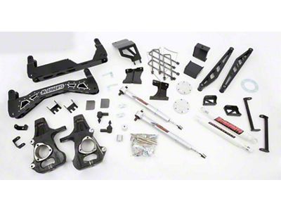 McGaughys Suspension 7 to 9-Inch Premium Suspension Lift Kit with Shocks; Silver with Stainless Steel Inserts (14-18 4WD Sierra 1500 w/ Stock Cast Aluminum or Stamped Steel Control Arms, Excluding Denali)
