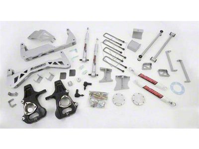 McGaughys Suspension 7 to 9-Inch Premium Suspension Lift Kit with Shocks; Silver (14-18 4WD Sierra 1500 w/ Stock Cast Aluminum or Stamped Steel Control Arms, Excluding Denali)