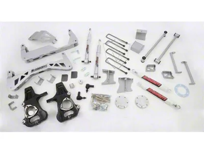 McGaughys Suspension 7 to 9-Inch Premium Suspension Lift Kit with Shocks; Silver (14-18 4WD Sierra 1500 w/ Stock Cast Aluminum or Stamped Steel Control Arms, Excluding Denali)