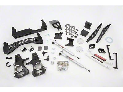 McGaughys Suspension 7 to 9-Inch Premium Suspension Lift Kit with Shocks; Black with Stainless Steel Inserts (14-16 4WD Silverado 1500 w/ Stock Cast Steel Control Arms)