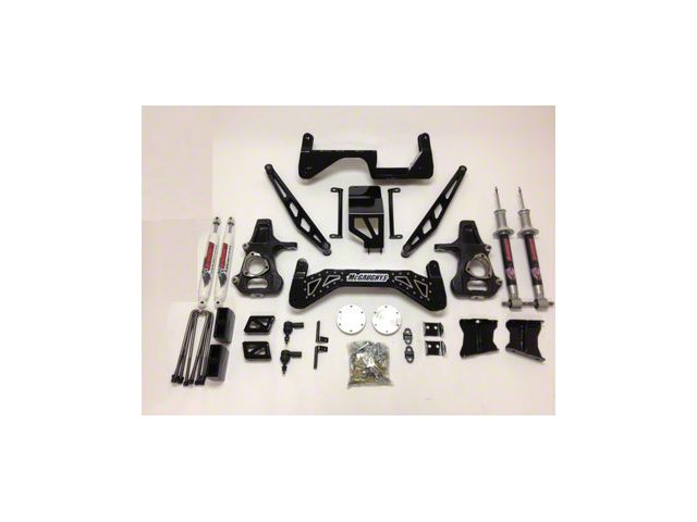 McGaughys Suspension 7 to 9-Inch Premium Suspension Lift Kit with Shocks; Silver with Stainless Steel Inserts (14-16 4WD Silverado 1500 w/ Stock Cast Steel Control Arms)