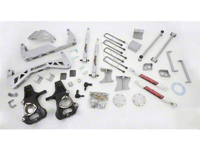 McGaughys Suspension 7 to 9-Inch Premium Suspension Lift Kit with Shocks; Silver (14-18 4WD Silverado 1500 w/ Stock Cast Aluminum or Stamped Steel Control Arms)