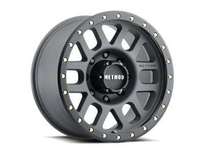 Method Race Wheels MR309 Grid Titanium with Matte Black Lip 8-Lug Wheel; 18x9; 18mm Offset (15-19 Sierra 2500 HD)