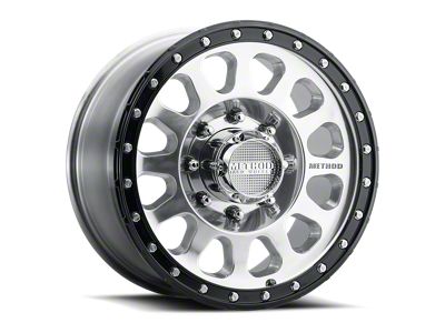Method Race Wheels MR315 Polished with Gloss Black Lip 8-Lug Wheel; 17x8.5; 25mm Offset (01-06 Sierra 2500 HD)
