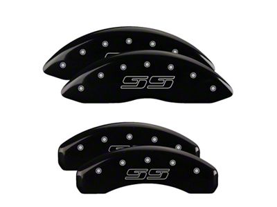 MGP Brake Caliper Covers with Avalanche Style SS Logo; Black; Front and Rear (07-13 Silverado 1500)