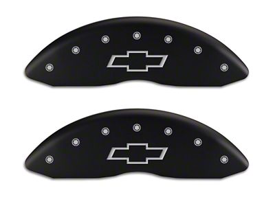 MGP Brake Caliper Covers with Bowtie Logo; Black; Front Only (07-13 Silverado 1500)
