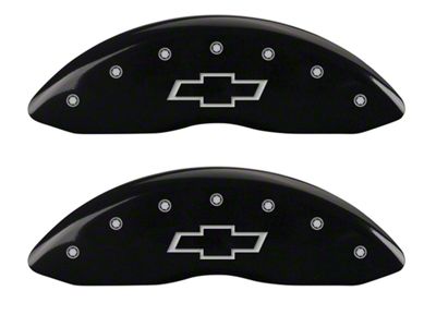 MGP Brake Caliper Covers with Bowtie Logo; Black; Front and Rear (07-13 Silverado 1500)