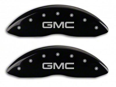 MGP Brake Caliper Covers with GMC Logo; Black; Front Only (07-13 Sierra 1500)