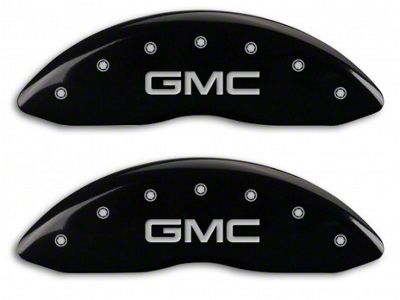 MGP Brake Caliper Covers with GMC Logo; Black; Front and Rear (07-13 Sierra 1500)