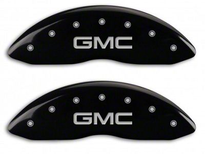 MGP Brake Caliper Covers with GMC Logo; Black; Front and Rear (14-18 Sierra 1500)