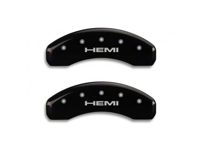 MGP Brake Caliper Covers with HEMI Logo; Black; Front and Rear (11-14 RAM 1500)