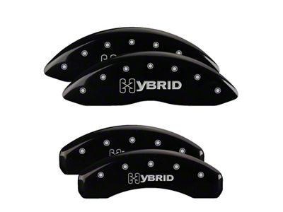 MGP Brake Caliper Covers with Hybrid Logo; Black; Front and Rear (00-06 Silverado 1500 w/ Dual Piston Rear Calipers)