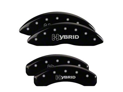 MGP Black Caliper Covers with Hybrid Logo; Front and Rear (00-06 Silverado 1500 w/ Dual Piston Rear Calipers)