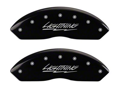 MGP Brake Caliper Covers with Lightning Logo; Black; Front and Rear (99-03 F-150 Lightning)