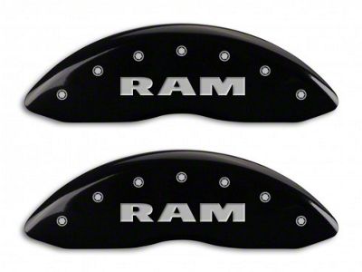 MGP Brake Caliper Covers with RAM Logo; Black; Front and Rear (02-05 RAM 1500, Excluding SRT-10)