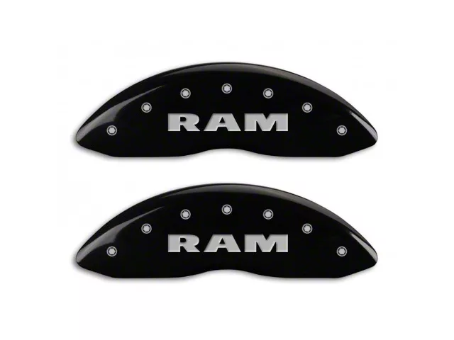 MGP Brake Caliper Covers with RAM Logo; Black; Front and Rear (06-10 RAM 1500, Excluding SRT-10)
