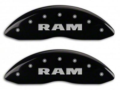 MGP Brake Caliper Covers with RAM and RAMHEAD Logo; Black; Front and Rear (11-18 RAM 1500)