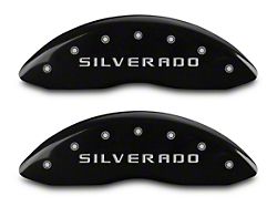 MGP Brake Caliper Covers with Silverado Logo; Black; Front and Rear (14-18 Silverado 1500)