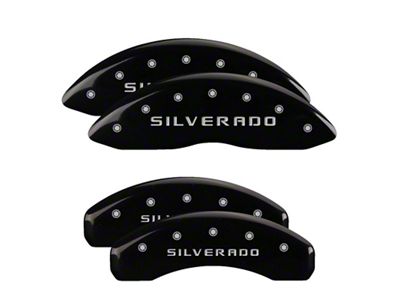 MGP Black Caliper Covers with Silverado Logo; Front and Rear (99-06 Silverado 1500)