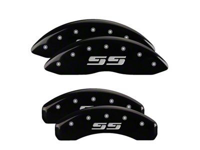MGP Brake Caliper Covers with Silverado Style SS Logo; Black; Front and Rear (07-13 Silverado 1500)