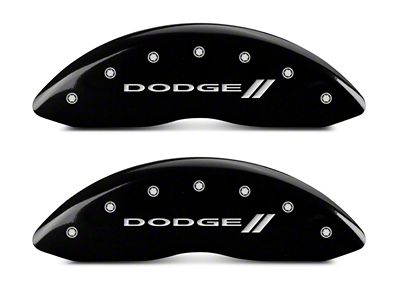 MGP Brake Caliper Covers with Dodge Stripes Logo; Black; Front and Rear (06-10 RAM 1500, Excluding SRT-10)