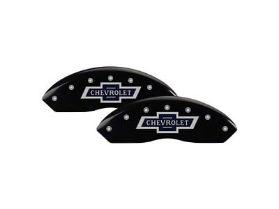 MGP Brake Caliper Covers with 100 Anniversary Chevrolet Logo; Black; Front and Rear (15-20 Colorado)